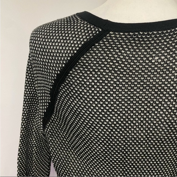 rag & bone Jeans Black/White Martina Long Sleeve  Mesh Layered Shirt Sz XS EUC - Picture 9 of 13